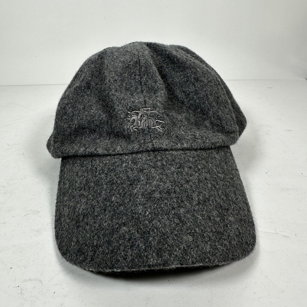 BURBERRY Wool Blend Unisex Logo Baseball Cap Gray‎ One Size Snap Back MSRP $500